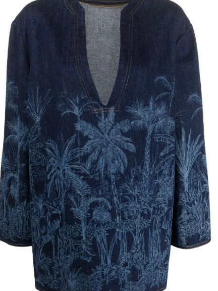 Affordable Jungle Alanui tunic denim Toile de Jouy Women 0724